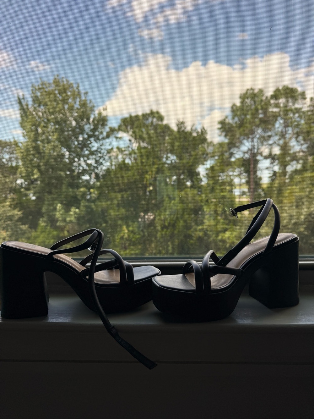 wild fable Black Strappy Platform Block Heels